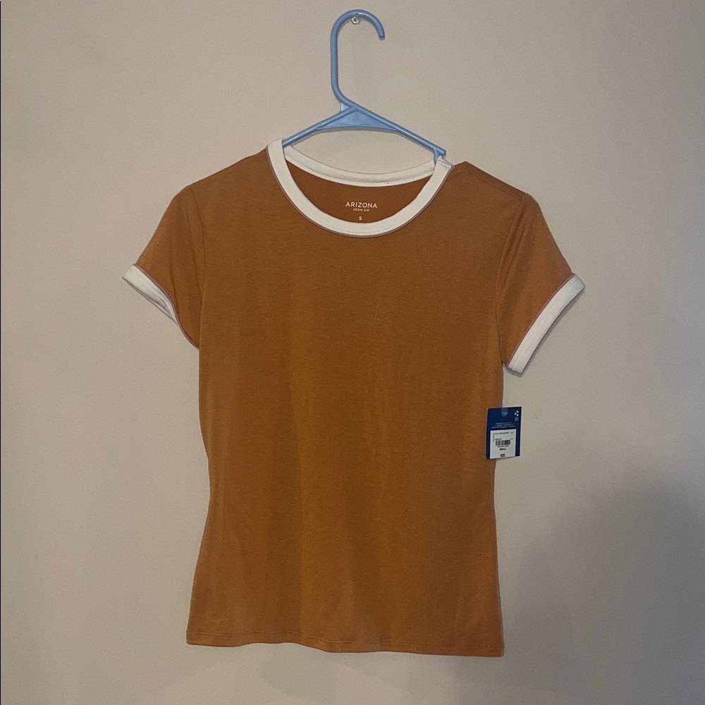 Arizona Jean Company Brown and White Ringer Tee